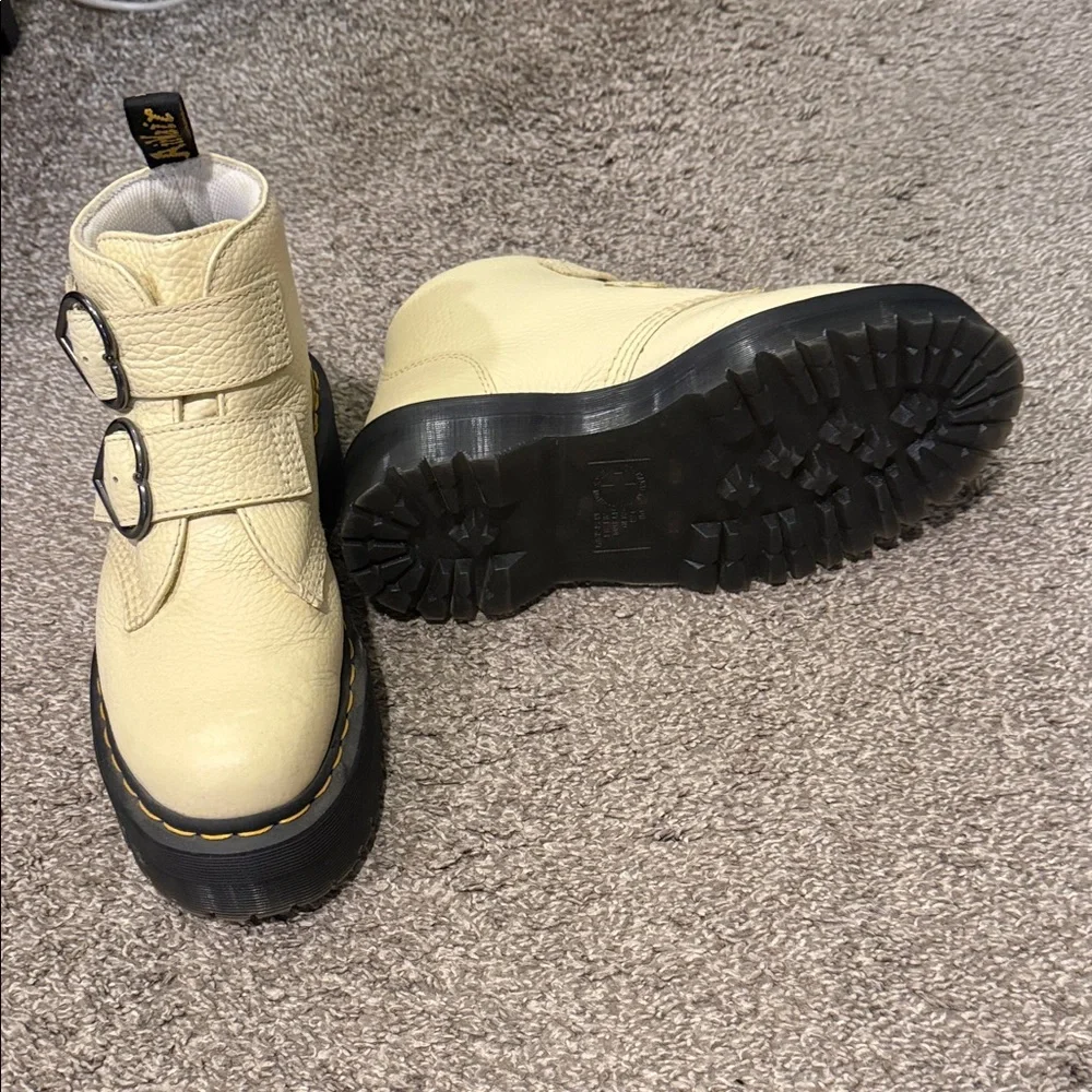 Dr. Martens Cream Leather Devon Heart Platform Boots